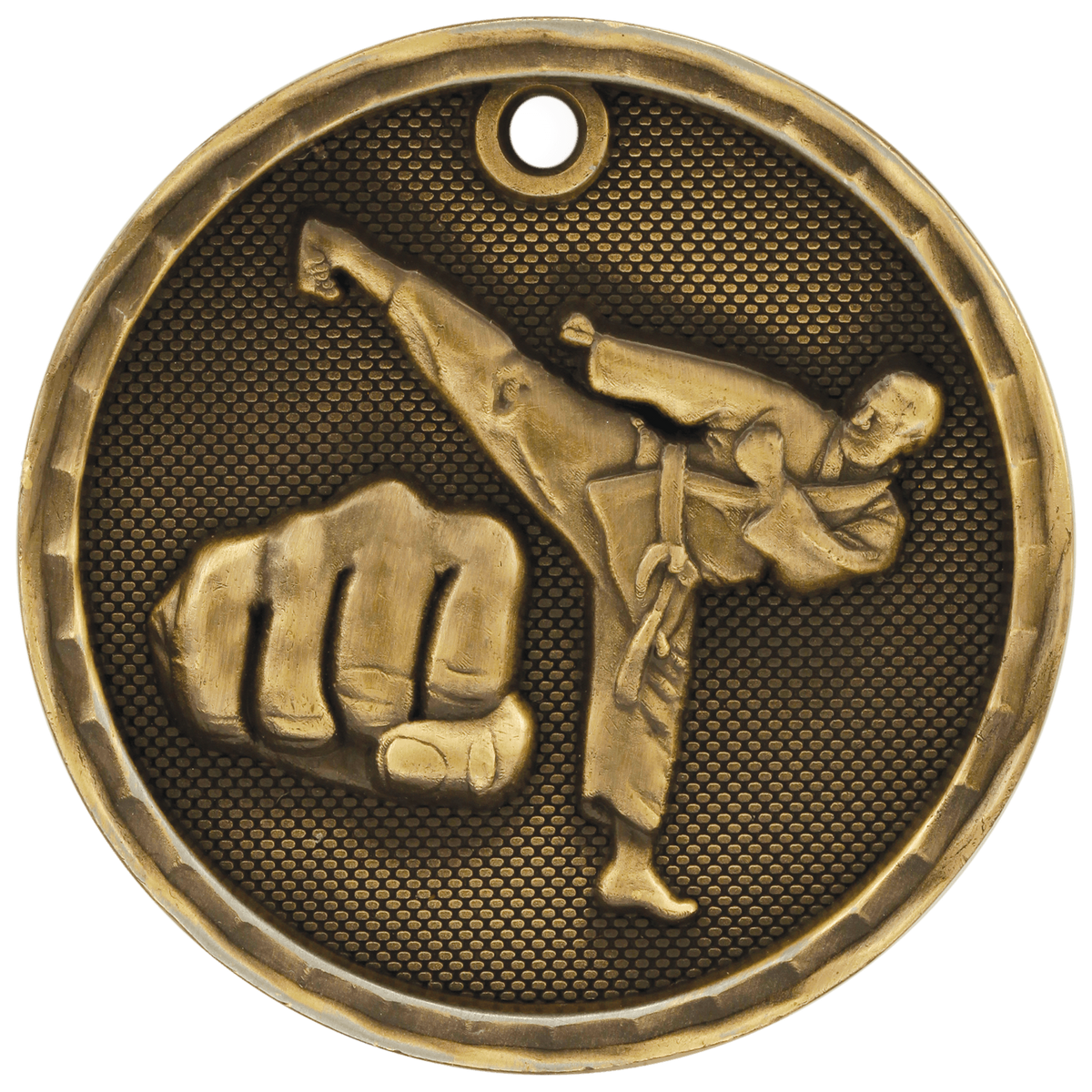 Martial Arts 3-D Medal-Gold