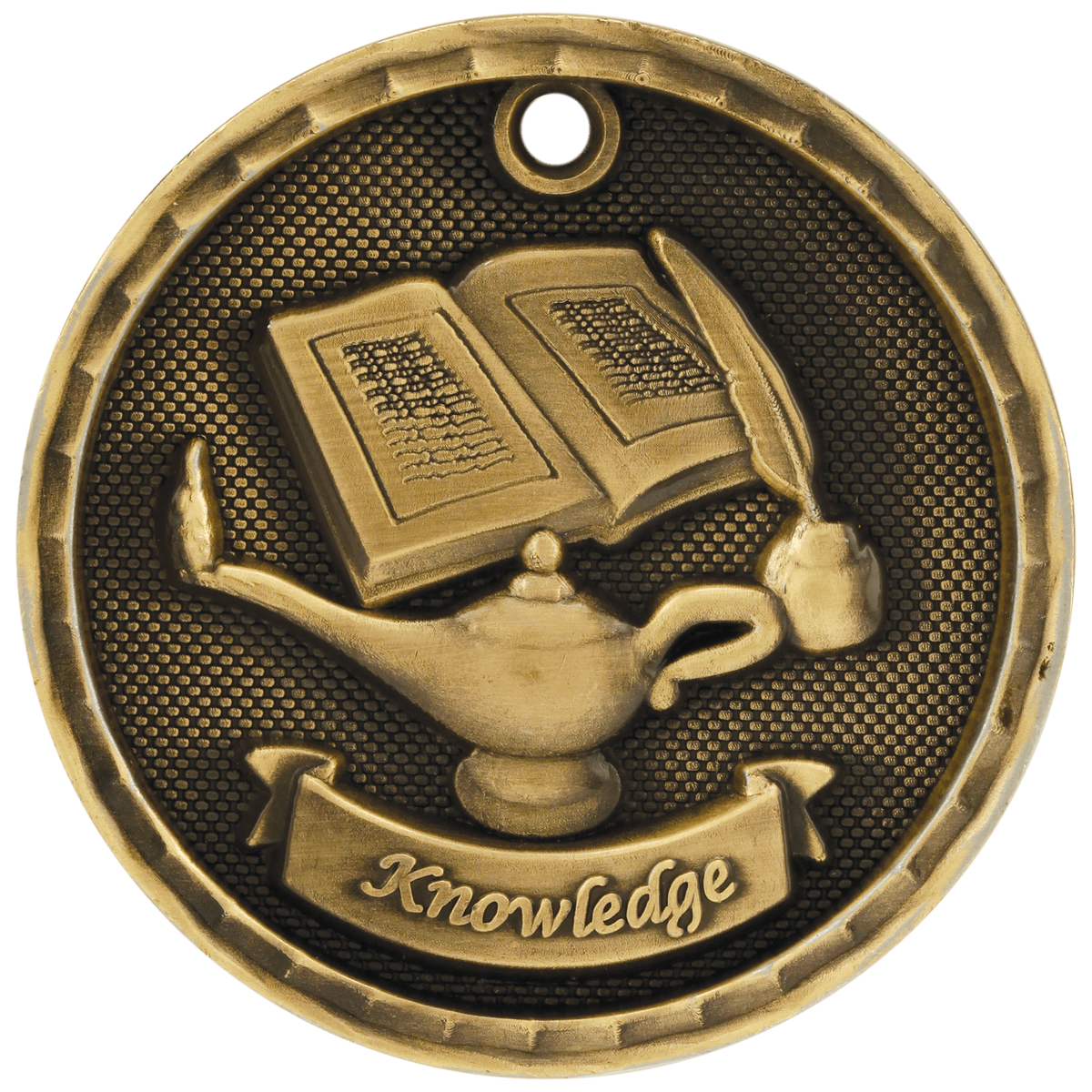 Lamp of Knowledge 3-D Medal-Gold