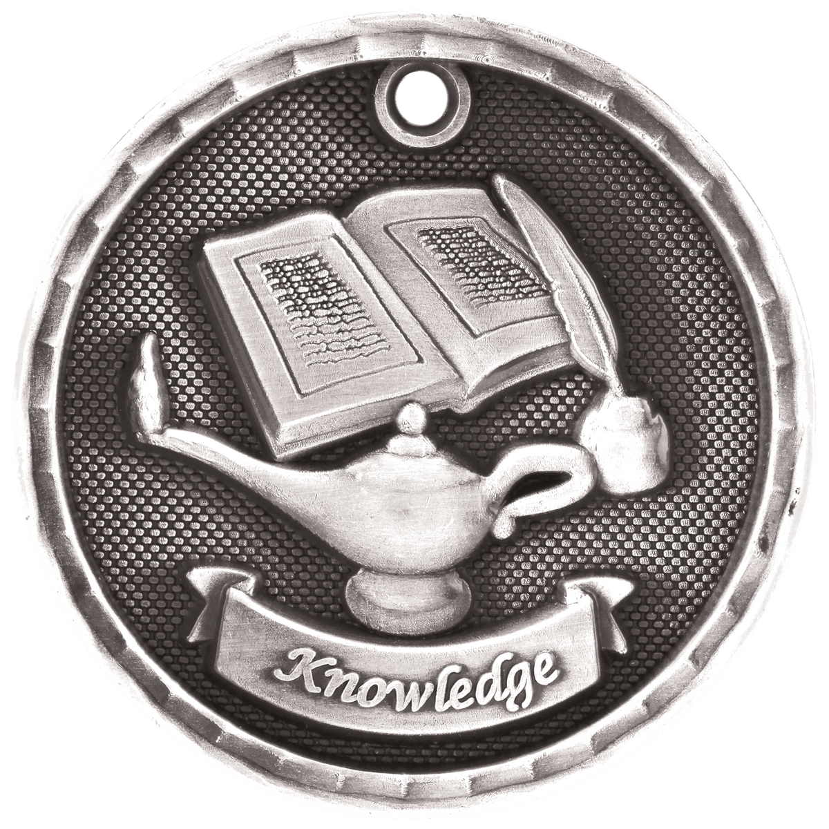 Lamp of Knowledge 3-D Medal-Silver