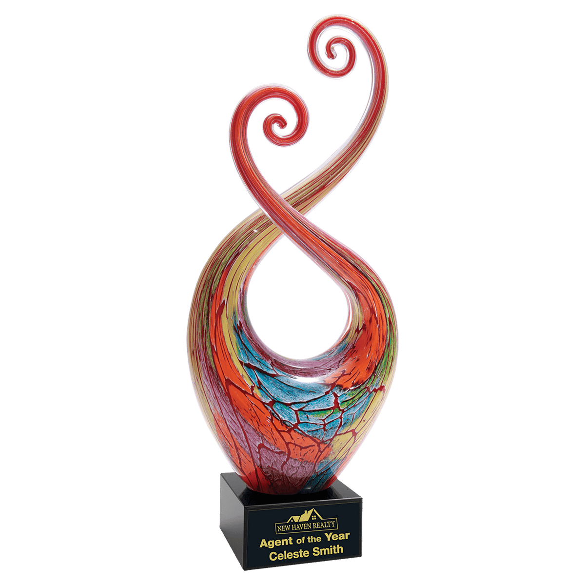 Multi-Color Twist Art Glass with Black Base