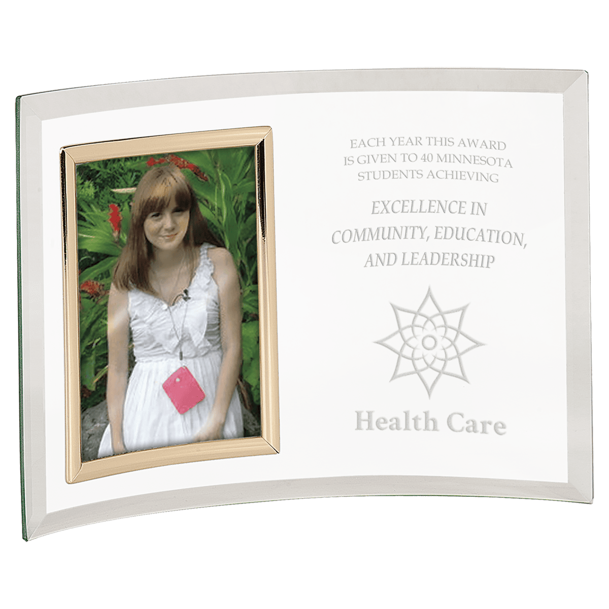 Jade Glass Crescent with 3 1/2" x 5" Picture Frame