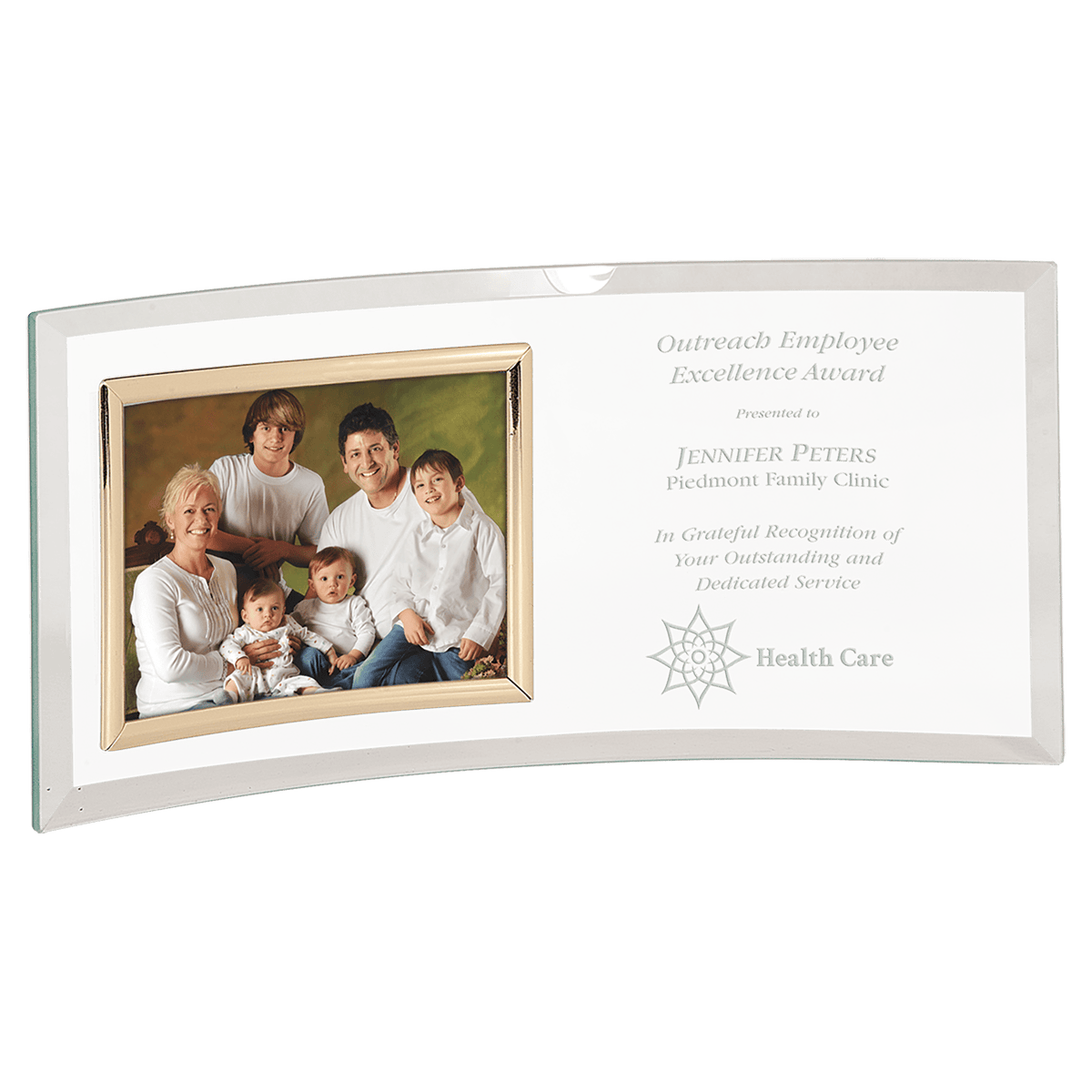 Jade Glass Crescent with 5" x 3 1/2" Picture Frame