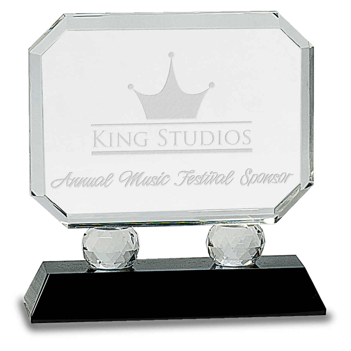 Small Rectangle Crystal on Black Pedestal Base