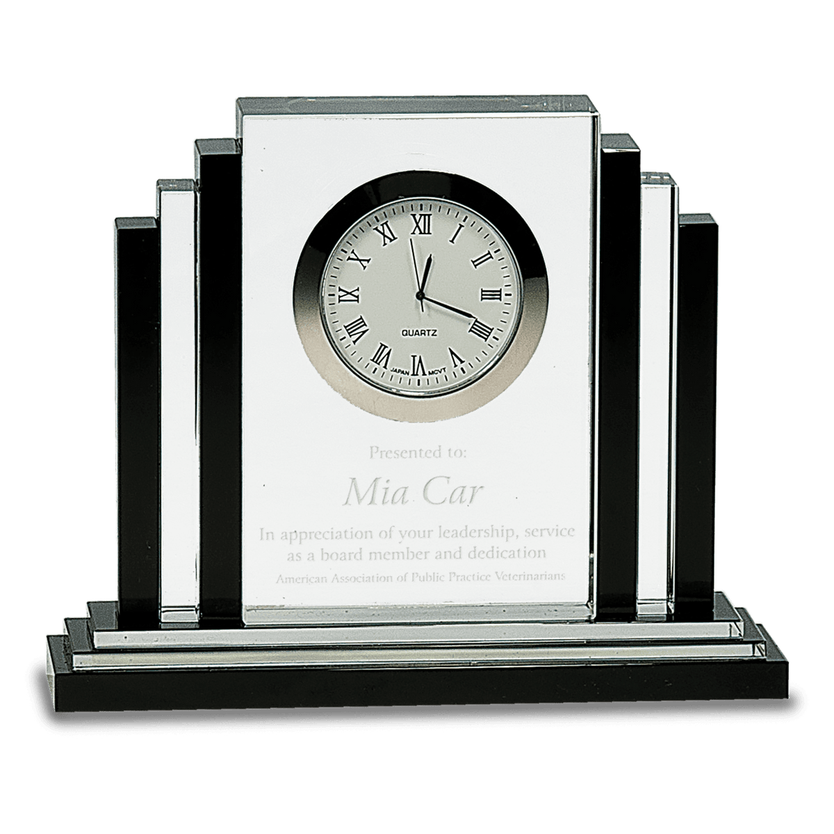 Clear Crystal with Clock and Black Crystal Trim