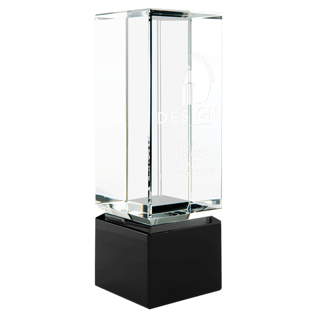 Clear Crystal Block on Black Crystal Base