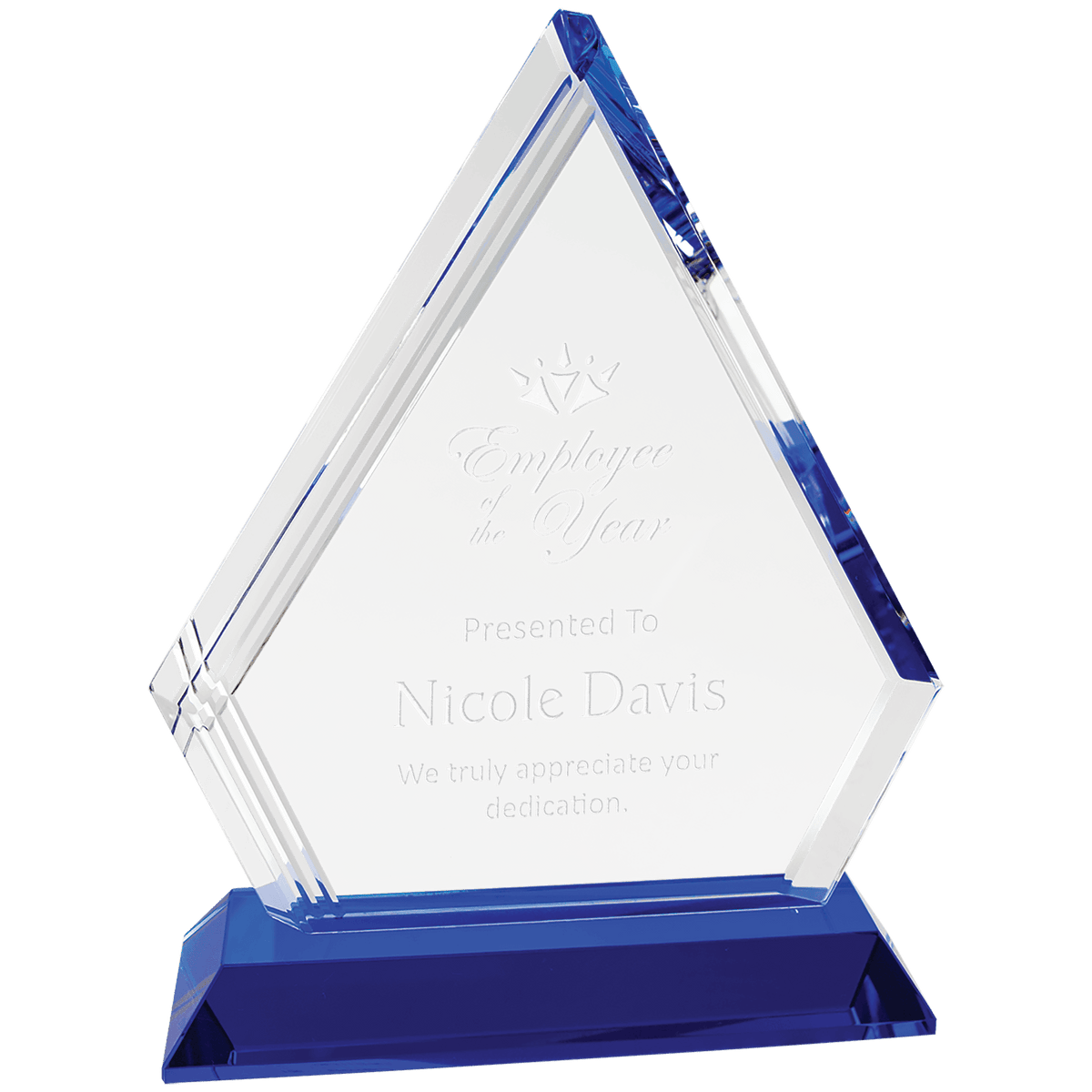 Small Crystal Diamond on Blue Pedestal Base