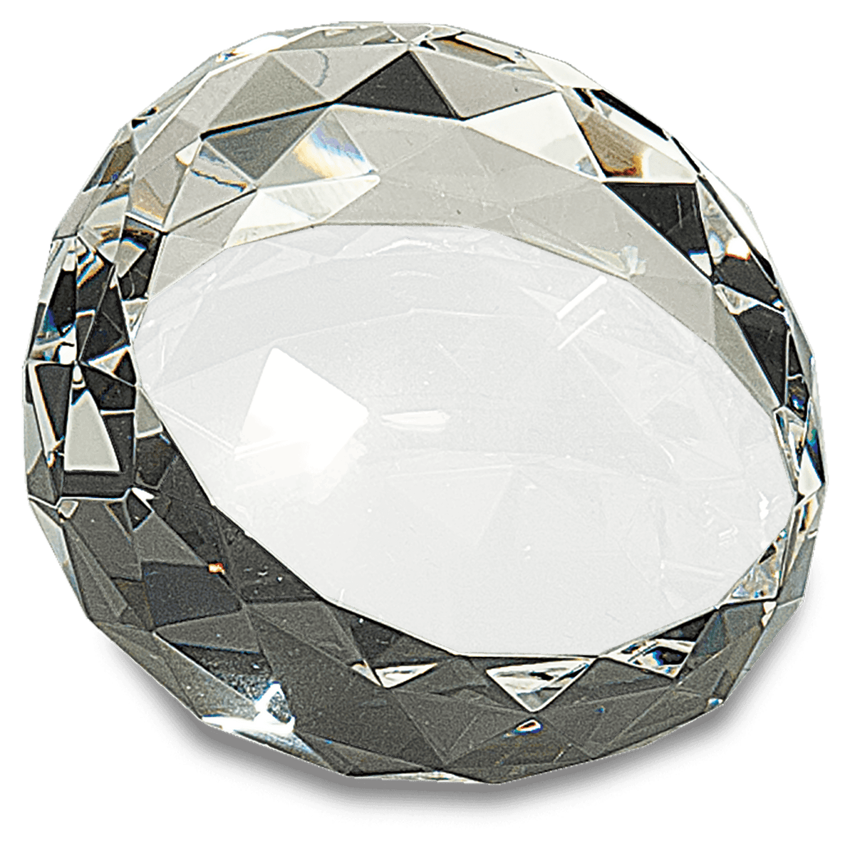Large Clear Round Crystal Facet Paperweight