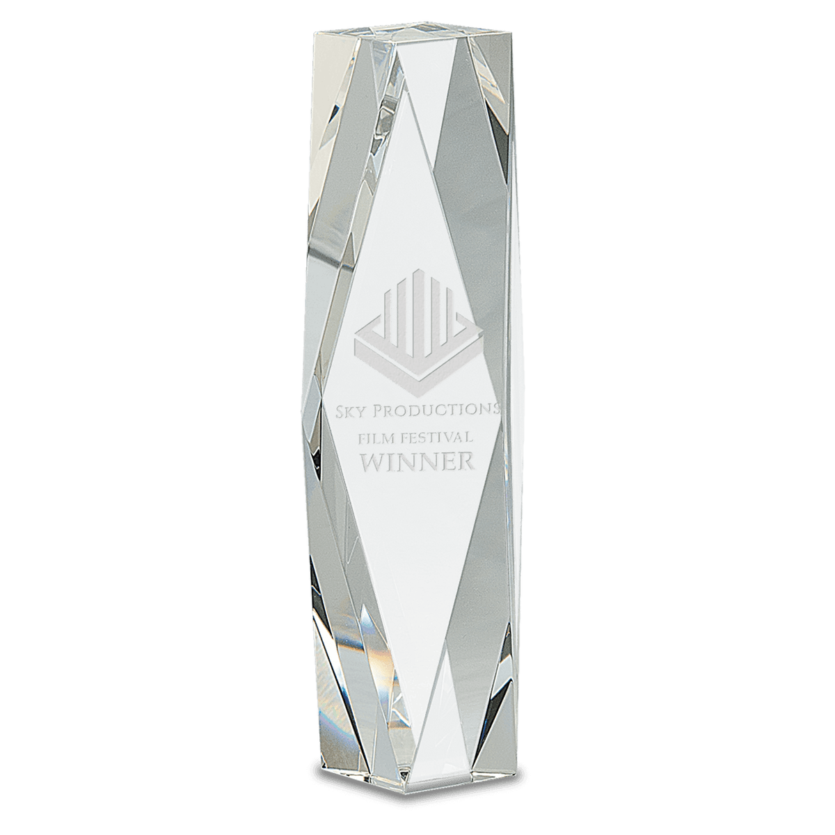 Medium Clear Crystal Facet Tower