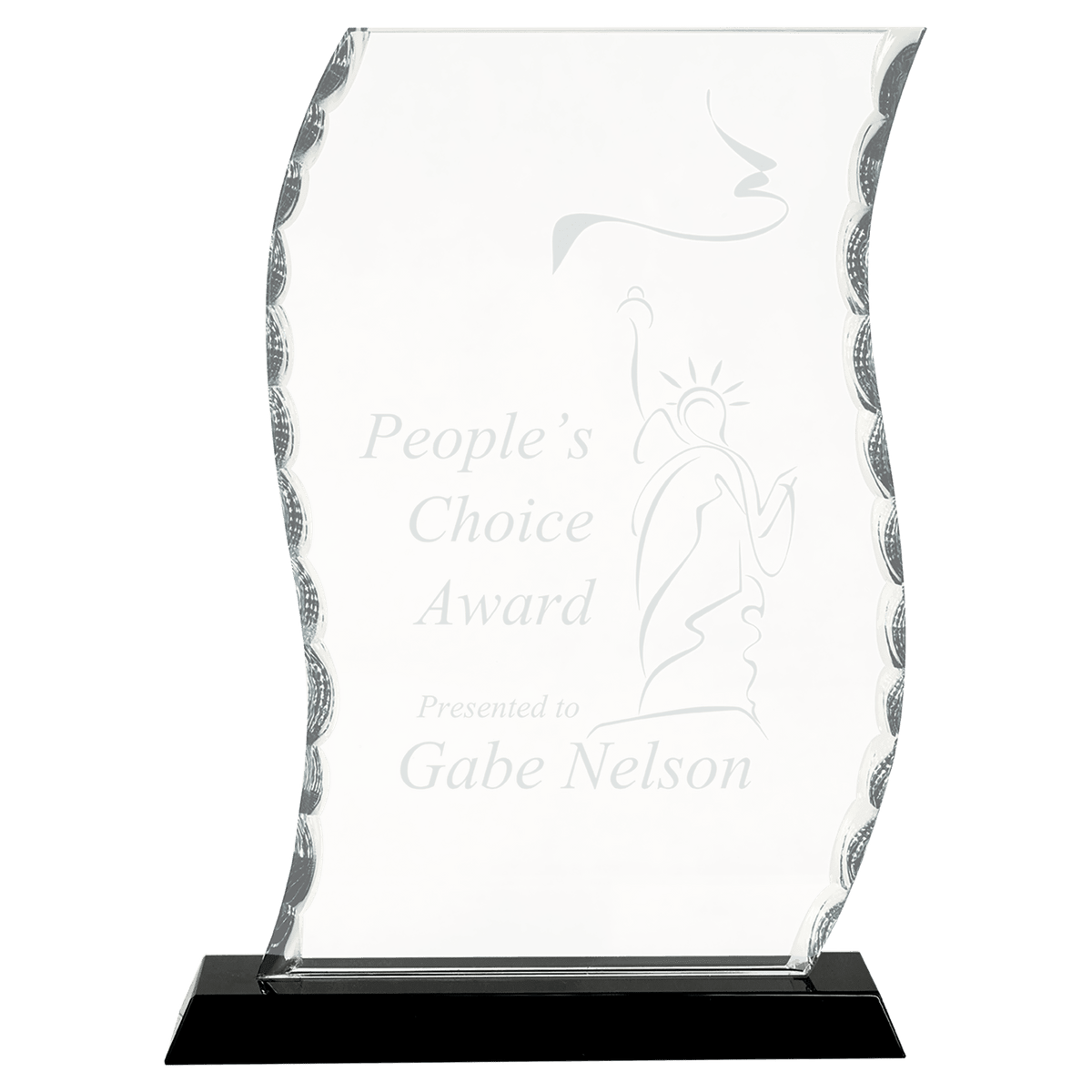 Large Scroll Facet Glass on Black Base