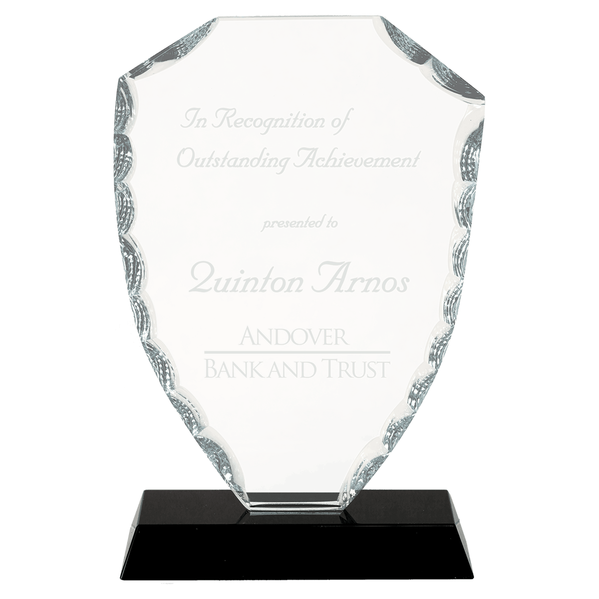 Small Shield Facet Glass on Black Base