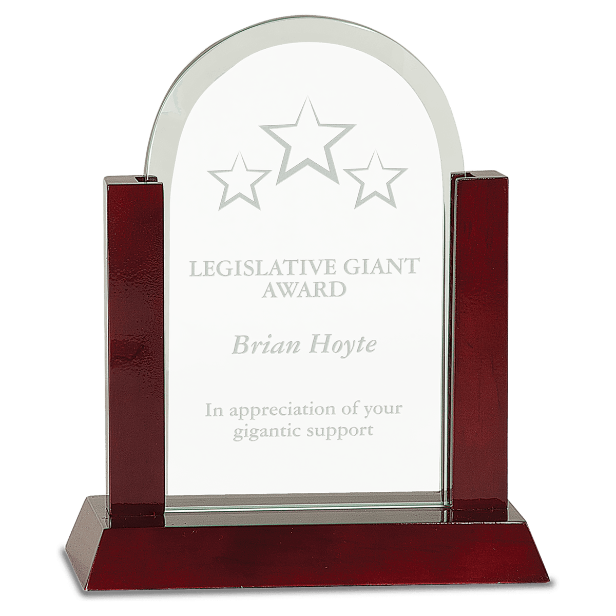 Medium Gateway Jade Dome Glass Award with Rosewood Finish Base