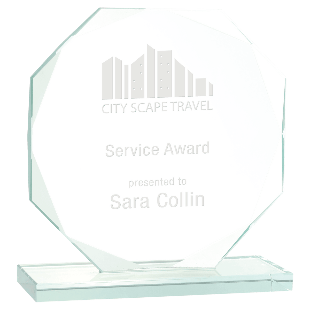 Large Octagon Jade Glass Award